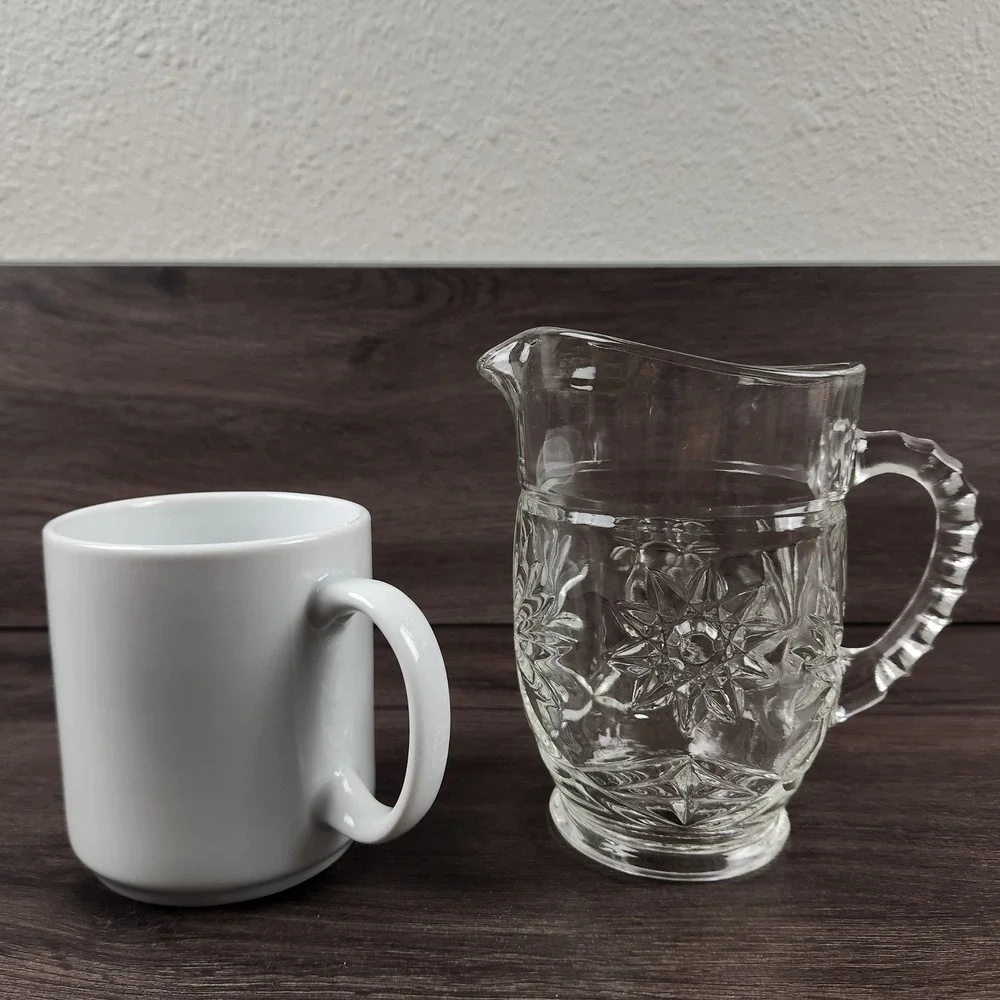 Vintage Anchor Hocking Pint Pitcher Starburst Star of David 5.5''